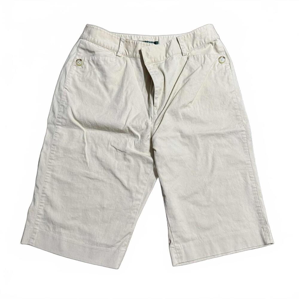 Lauren Ralph Lauren Bermuda Shorts Womens 8 Khaki Beige Resortwear Casual Cotton